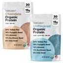 Complement Organic Vegan Protein Powder Bundle – Unflavored & Chocolate (30 Servings Each) | Low Carb, Low Calorie, Sugar Free, Soy Free, Non-GMO, Gluten Free | 15g Plant-Based Protein Per Serving