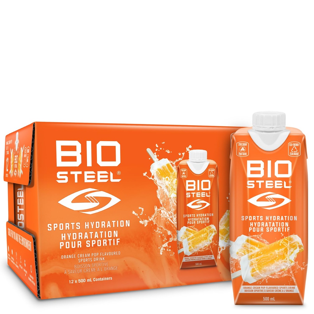 BioSteel Sports Drink, Great Tasting Hydration with 5 Essential Electrolytes, Orange Cream Pop Flavour, 16.7 Fluid Ounces, 12-Pack
