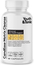 Youth & Tonic CandEase Cleanse Matrix - Overgrowth Support & Gut Health, Intestinal Flora Balance & Body Detox Complex med Oregano, Captac Acid, fordøjelsesenzymer, probiotika, 60 piller, kvinder og mænd