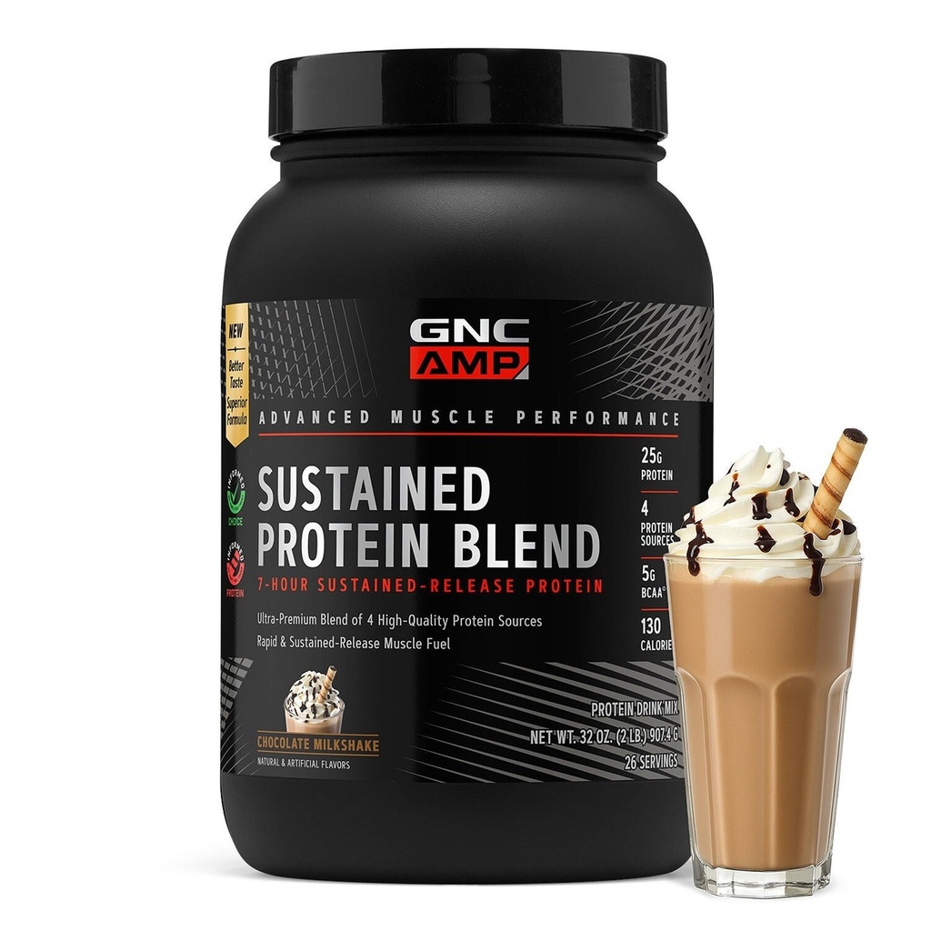 GNC AMP Sustained Chocolate Milkshake, 26 Servings
