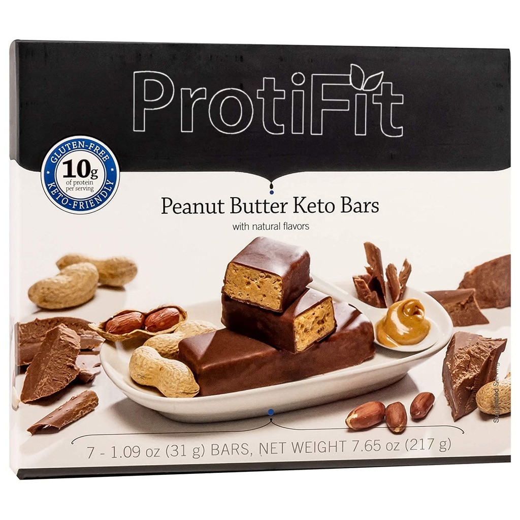 Proti Fit - High Protein Keto Bar, Low Carb, Low Sugar, Appetite Suppressant, Gluten Free, 7 Servings Per Box (Peanut Butter)