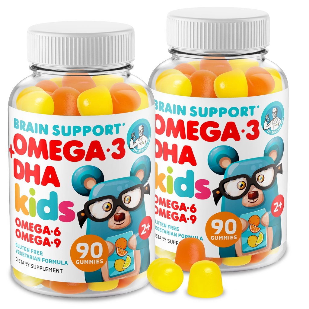 DR. MORITZ Omega 3 Kids Gummies (180 Greve), Vegan Omega3 Gummies for Kids with No Fish Oil, Vitaminer for Brain & Heart Health, Gluten- Free Omega 3 6 9