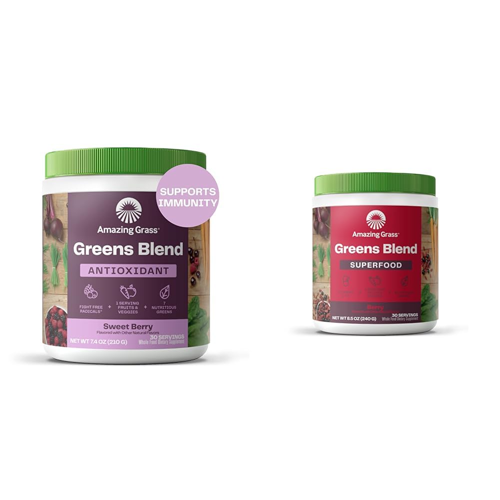 Amazing Grass Greens Blend Antioxidant: Super Greens Powder Smoothie Mix with Organic Spirulina & Greens Blend Superfood: Super Greens Powder Smoothie Mix with Organic Spirulina