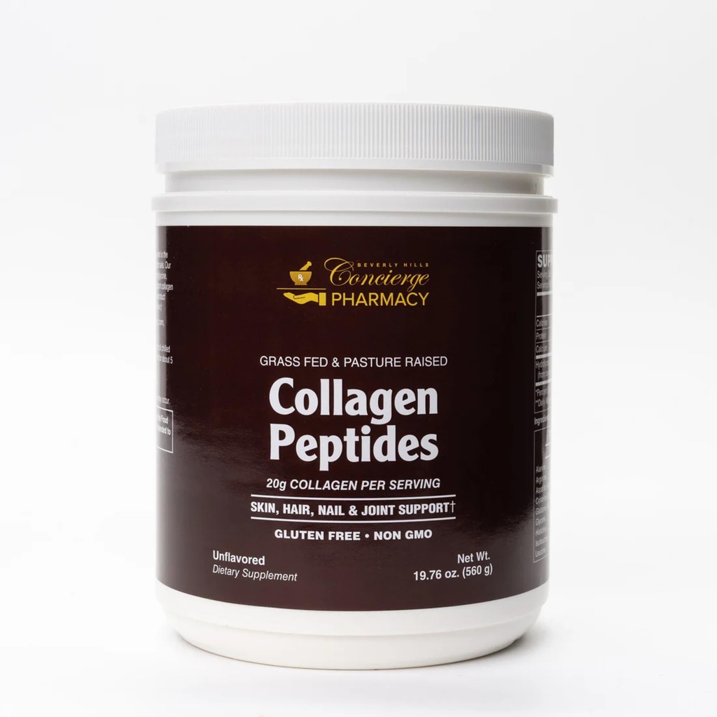 Beverly Hills Concierge Pharmacy Collagen Peptides Powder – Grass Fed, Pasture Raised Hydrolyzed Collagen Protein for Skin, Hair, Nails & Joints – Unflavored, Gluten Free, Non-GMO – 19.76 oz