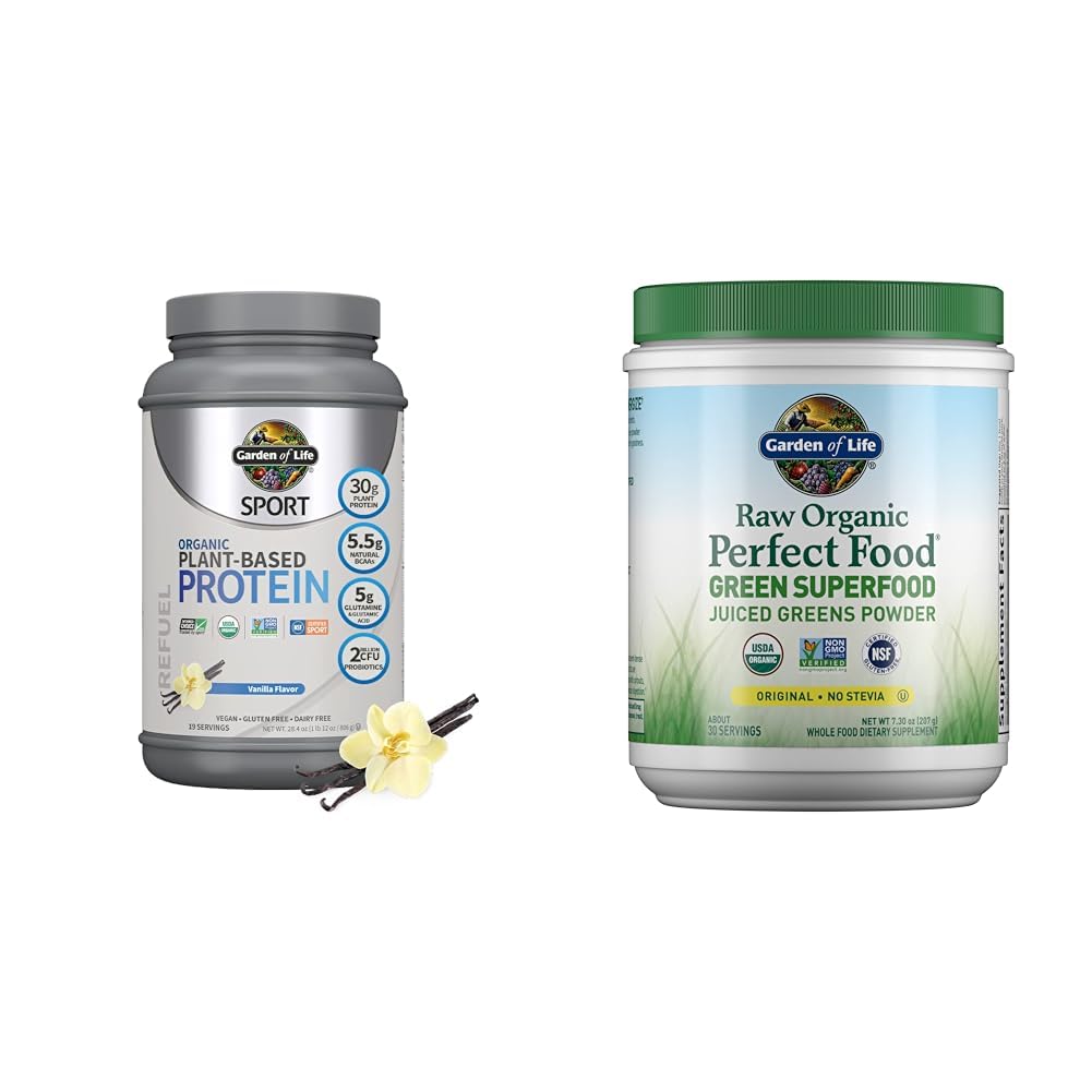 Garden of Life Organic Vegan Sport Protein Powder, Superfood Juiced Greens Powder - Probiotics, BCAAs, Antioxidants, 30g Plant Protein, 2 Billion Probiotics Non GMO