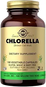 Solgar Chlorella - 100 Vegetabilske kapsler - Maksimal Absorption - Non- GMO, Vegan, Gluten Free, Kosher - 100 Servere