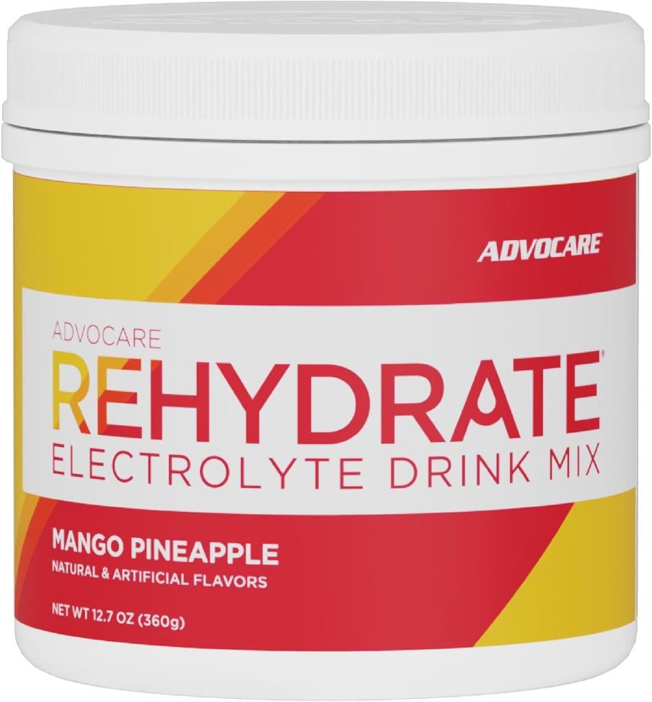 AdvoCare Rehydrat - Electrolyte Drink Mix - Inkluderer Magnesium, Natrium, Kalium & Calcium - Antioxidant & Aminosyreberiget - Understøtter hydrering & Inddrivelse - Mango Ananas, 12.7 oz