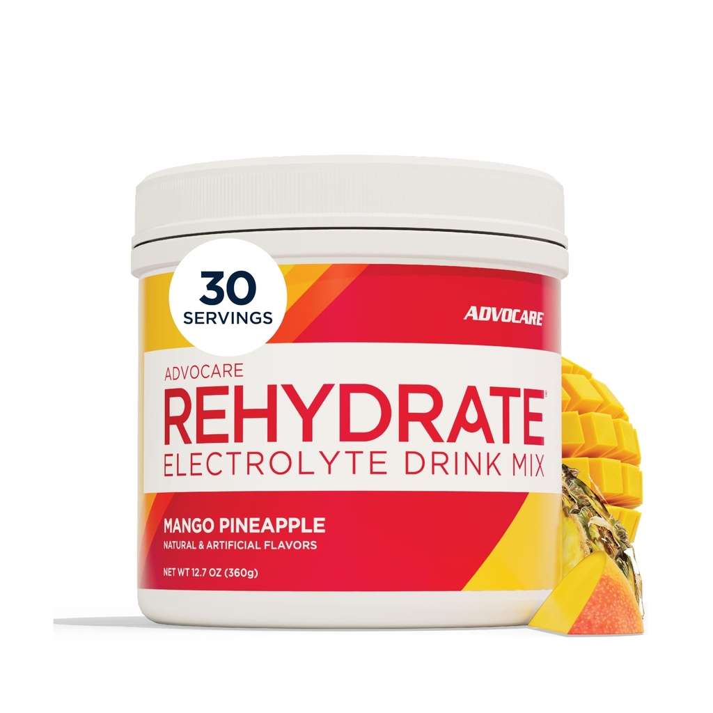 AdvoCare Rehydrat - Electrolyte Drink Mix - Inkluderer Magnesium, Natrium, Kalium & Calcium - Antioxidant & Aminosyreberiget - Understøtter hydrering & Inddrivelse - Mango Ananas, 12.7 oz