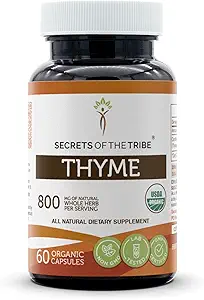 Secrets of the Tribe Thyme USDA Organic 60 Kapsler Note 124; Lavet med vegetariske Kapsler og Certified Organic Thyme (Thymus Vulgaris) Tørret Leaf (60 Kapsler)