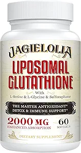 Liposomal Glutathion 2000 mg med L- Serine, L- Glycin & Sulforaphane - Active L- Glutathion Unique Formulering to Enhance Absorption - Master Antioxidant, Detoxifying & Municipal 124; 180 Softgels