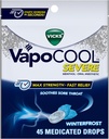 Vicks VapoCool Severe Medicated Sore Throat Drops, Max Strength Menthol, Soothes Sore Throat Pain, Winterfrost Flavor, 45ct