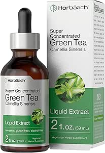 Horbäach Green Tea Extract Liquid Drops Mest124; 2 Fl Oz Mest124; Herbal Tincture Mest124; Alkohol Free Mest124; Vegetar Mest124; Super koncentreret Supplement Mest124; Non- GMO, Gluten Free