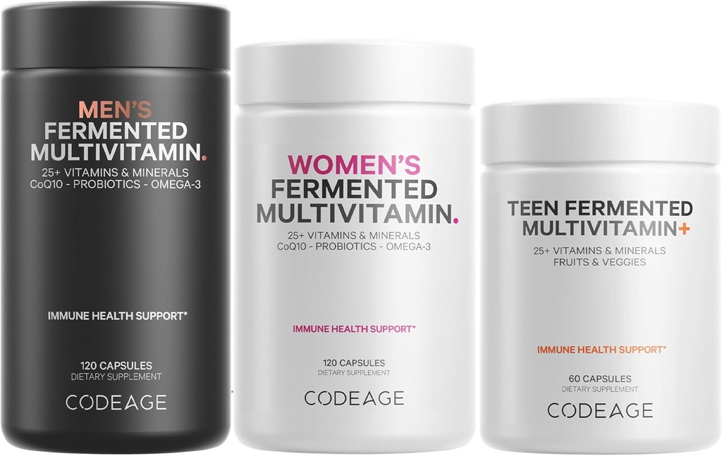 Codeage Family Multivitamin Bundle - Multivitaminer til teenagere, kvinder & mænd - Essentielle vitaminer og mineraler Pack