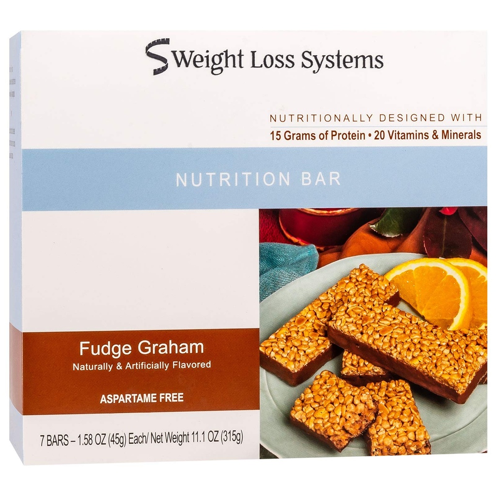 Weight Loss Systems Nashua Nutrition Fudge Graham Nutrition Bars, 15g Protein, Low Calorie, Low Fat, High Fiber, Trans Fat Free 1 Pack of 7 Servings