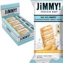 JiMMYBAR! - Golden Vanilla Cookies 'N Cream - 18g Protein Bars - Low 4g Sugar - 12 Count - Real Peanut Butter Base with Hand-Drizzled Chocolate Protein Bar - Functional Meal Replacement Bars