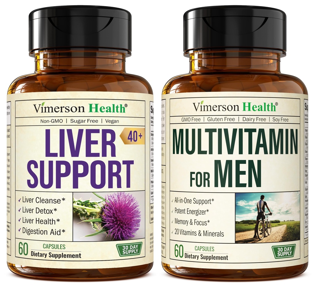 Leverrensning Detox & Reparation Mælk tidsel supplement & Multivitamin til mænd - Komplet Herre Multivitaminer & Multimineraler med vitamin A, C, D, E, B12, zink, og flere vitaminer til mænd