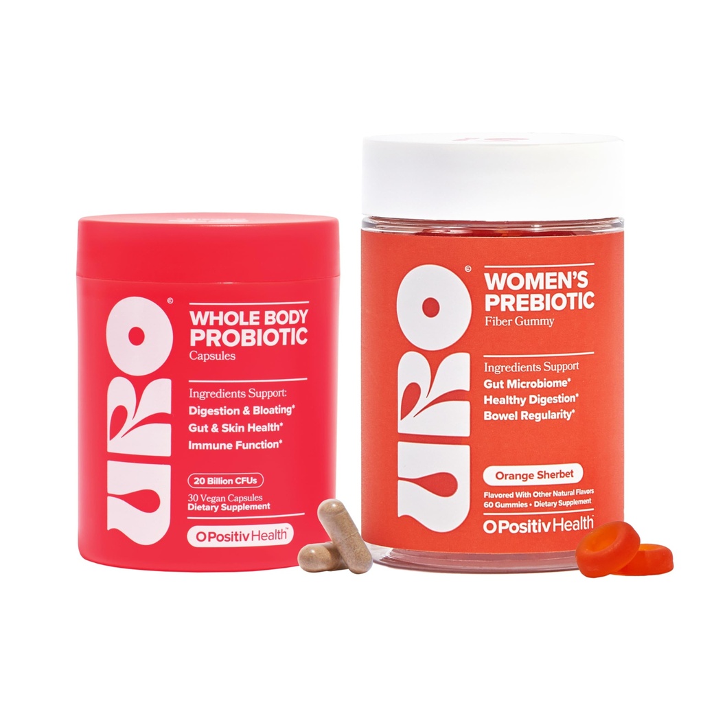 O Positiv Pre- & Probiotic Power Pack – URO Women’s Probiotic & URO Prebiotic Fiber – with 20B CFU of 10 Probiotic Strains, Digestive Botanicals & Chicory Root Fiber for Better Digestion & Gut Health