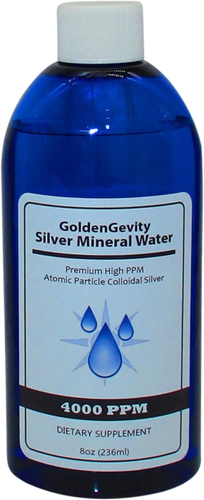 4000 PPM Bioactive Atomic Colloidal Silver, 8 oz - 124; Non- Toxic, Non- GMO Trace Mineral immun Support Supplement