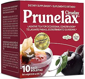 Prunelax Ciruelax Regelmæssig Styrke Laxative Tea Tasker - Lavet med Natural Senna Ekstrakter, for Lejlighedsvis Forstoppelse, Senna ekstrakt - 10 Tasker