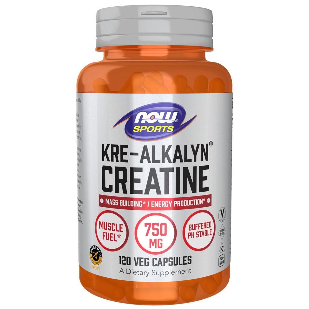 Now Foods Sports Nutrition, Kre- Alkalyn Creatin 750 mg, Mass Building * / Energy Production *, 120 Veg kapsler