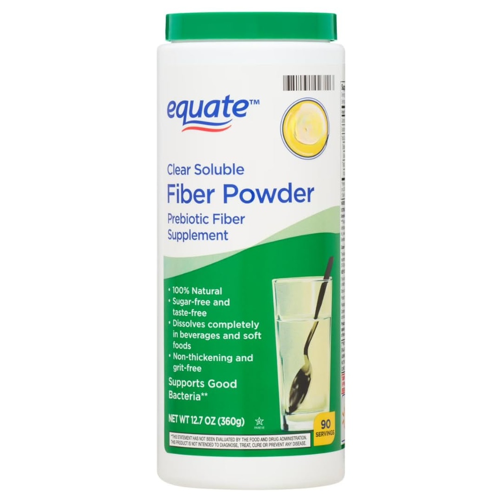 Equate Clear Soluble Fiber Powder Prebiotic Supplement, 12.7 oz, 90 Servings Sticker