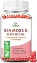 Sea Moss Gummies for voksne børn med Chlorophyll, Bladderwrack, Burdock Root, Blck Seed Oil, C-vitamin & D3, Zink, 8-in-1 Potent Formel understøtter immunsystem & Boost Energy (1-Pack)