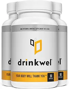 drikkwel Premium Multivitamin supplement - pakke med 3 x 90 kapsler - morgen inddrivelse, leverstøtte & immunstøtte - mælk tidsel, C-vitamin, zink, Magnesium