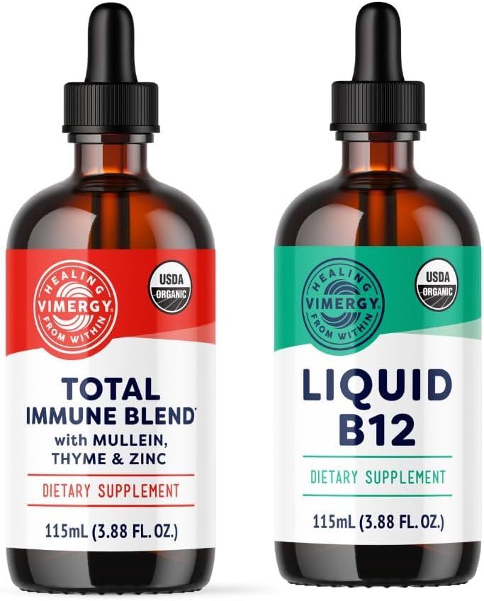 Virergy All Day Resilience Kit - Organic Liquid Total immunblend / Liquid B12 - Stimulerer hvide blodceller, understøtter sunde røde blodceller - USDA Organic, Vegan, Paleo, Gluten- Free, Kosher