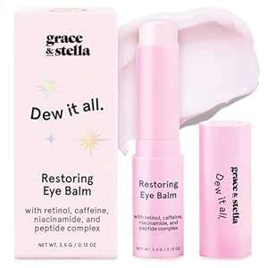 Grace & stella Under Eye Brightener Balm Stick - Rejsestørrelse Toilme- Retinol & Koffein Eye Cream til mørke cirkler, Puffiness, Wrinkles - Gendanne og Hydrate - Vegansk Skincare (0.13oz / 3.5g)