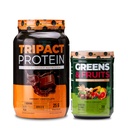 Nutrology TRIPACT Protein Powder, 7-in-1 Meal Replacement Shake, Creamy Chocolate (40 Servings) Greens & Fruits Powder-Naturally Sourced Superfood, Vanilla Cinnamon (30 Servings)