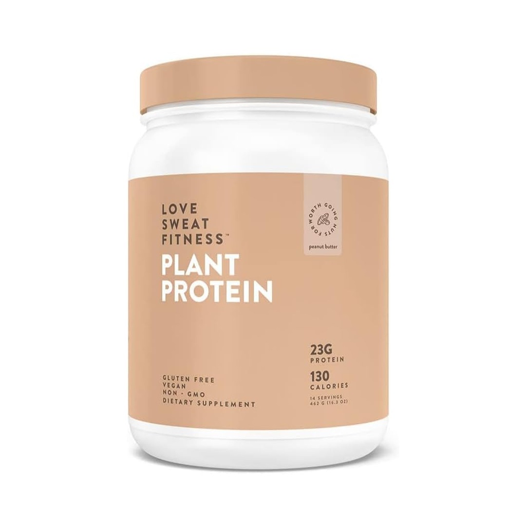 Love Sweat Fitness Organic Vegan Protein Powder for Women | 23g Plant Protein | No Bloat, No Chalk | Peanut Butter | Gluten Free, Non-GMO | 14 Servings