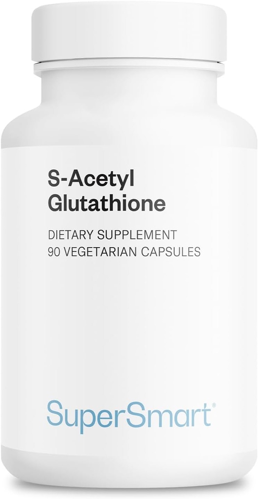 Supersmart S- Acetyl Glutathion 300mg per dag (høj absorption) - Stabil form af L- Glutathion Tripeptid - GSH Supplement Note 124; Non- GMO & Gluten Free - 90 Vegetariske kapsler