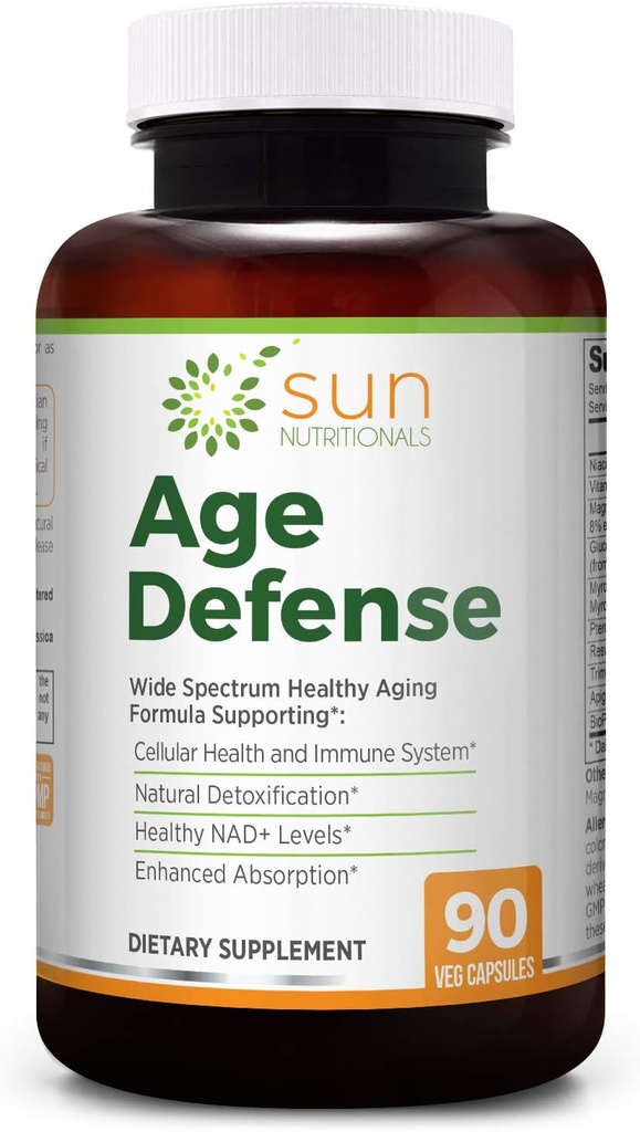 Aldersforsvar med Sulforaphane prækursorer Glucoraphanin & Myrosinase, NAD + med Apigenin, Niacin & TMG, Nrf2 & Sirtuin aktivatorer Pterostilben, Trans- Resveratrol, Vitamin K2, Magnesium, 90 VCaps