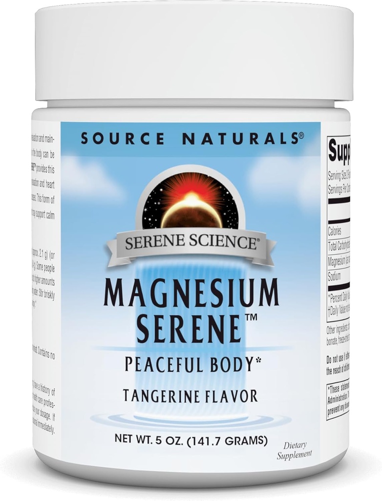 Source Naturals Serene Science Magnesium Serene, Fredelig Krop *, Tangerine Flavored - 5 Ounce Powder