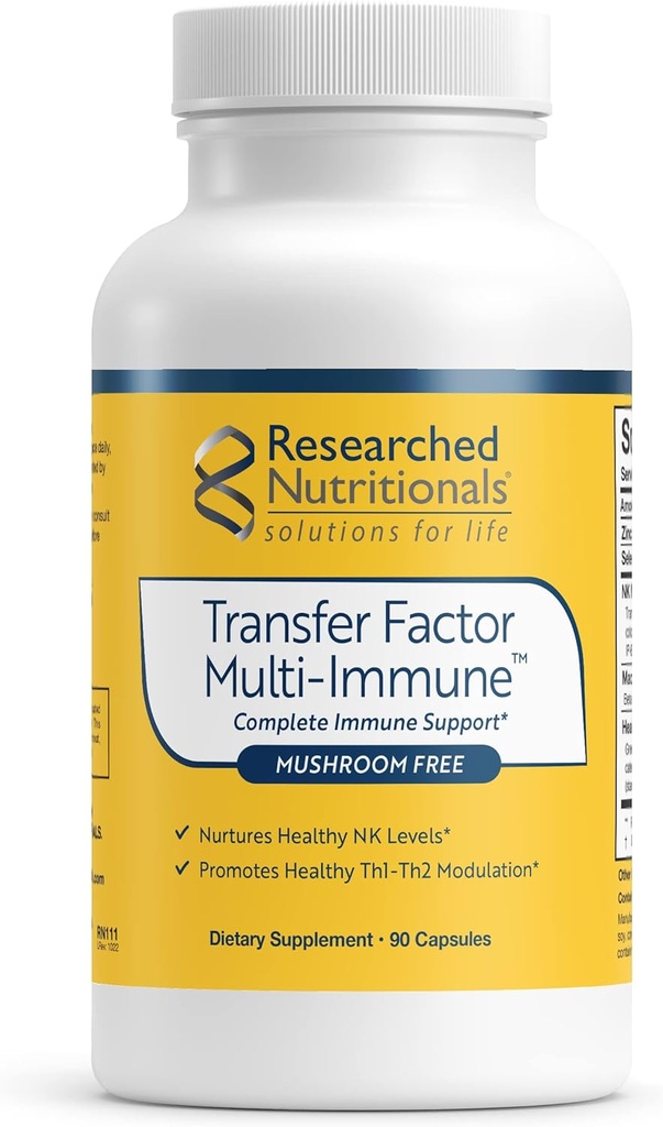 Forskede næringsmidler Transfer Factor Multi- immun Colostrum Supplement - Mushroom- Gratis immunstøtte med zink, Beta glucan, og grøn te - Bakket af klinisk forskning (90 kapsler)