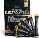 Forstærket elektrolytpulver (Peach Mango 20pk.) w 0 Sukker + BCAAs + B- Vitaminer Elektrolyte Supplement w Kalium Zink & Magnesium til hydrering - Keto Elektrolytes