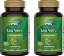 Nature 's Way Ben Veins, Understøtter Sunde Ben Vein Styrke *, 6-Herb Blend, Med Horse Chestnut Extract, Mælkebøtte, Gluten Free, 120 Vegankapsler (Packaging May Vary) - 2 Pack