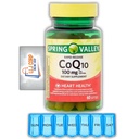 Spring Valley Rapid-Release CoQ10 Heart Health Dietary Supplement Softgels, 100 mg, 60 Count, Bundle with Weekly Pills Planner + LLJ Corp Sticker., White