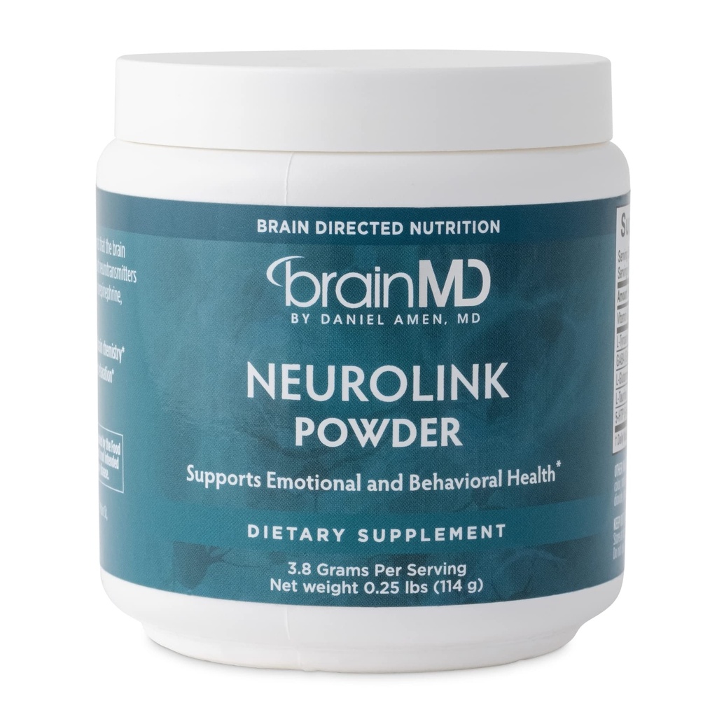 BRAINMD Dr Amen NeuroLink Powder - 114g - Supports Memory, Focus & Concentration - Gluten Free - 30 Servings