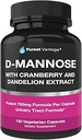 D Mannose Kapsler med 600mg D- Mannose Pulver Per Cap - med Tilføjet Cranberry og Mælkebøtte Uddrag til hjælp i Brege, Urinære Tract og UTI Support - 120 Veggie Caps