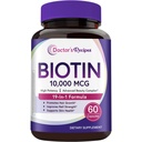 Doctor's Recipes Biotin Complex, Hair, Skin & Nails, with Vitamins A, C, D3 & B, Collagen, Keratin, MSM, Hyaluronic Acid, Amino Acids, Choline & Inositol, Metabolism, Nerve Health, 60 Caps