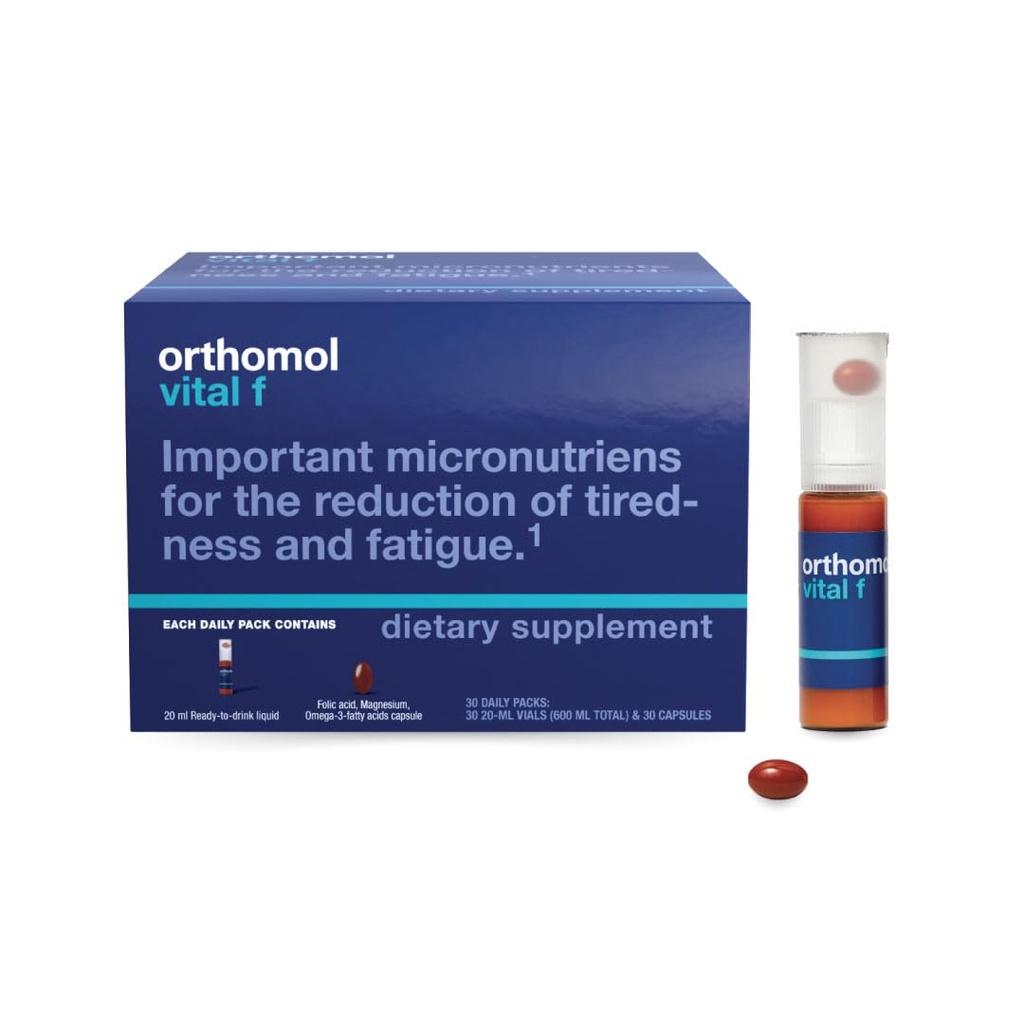 Orthomol Vital F hætteglas til kvinder, 30- dag Vitamin supplement - Daglig energi, Træthed Reduktion & Vitality Support med Vitamin A, B, C, D, E, K, Omega-3 & Jod