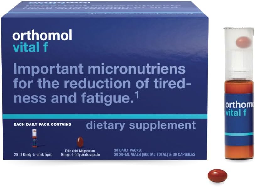 Orthomol Vital F hætteglas til kvinder, 30- dag Vitamin supplement - Daglig energi, Træthed Reduktion & Vitality Support med Vitamin A, B, C, D, E, K, Omega-3 & Jod