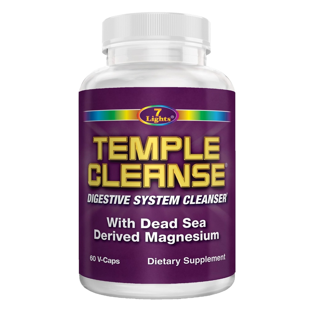 Temple Cleanse 60 Capsules | Oxygen & Dead Sea Magnesium Colon Cleanse Detox, Fast-Acting Constipation Relief, No Gas/Bloating, Vegan Gluten-Free Digestive Cleanse, Gentle on Stomach for Women & Men