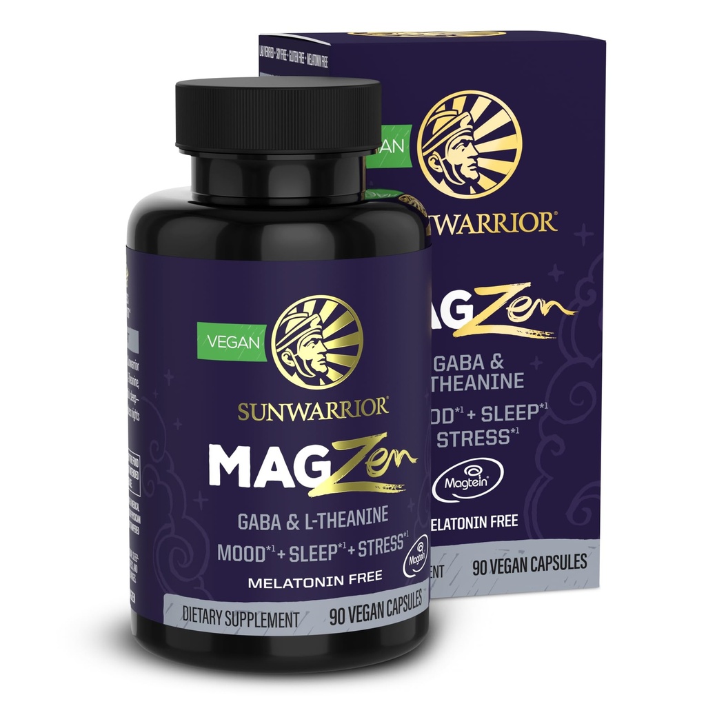Magnesiumsupplement L- Theaninkapsler Mood, Sleep & Stress Support med Magnesium Bisglycinat, L- Theanine & GABA fremmer afslapning, søvnkvalitet & mental Clarity Vegan & non- Drowsy 90 Kapsler