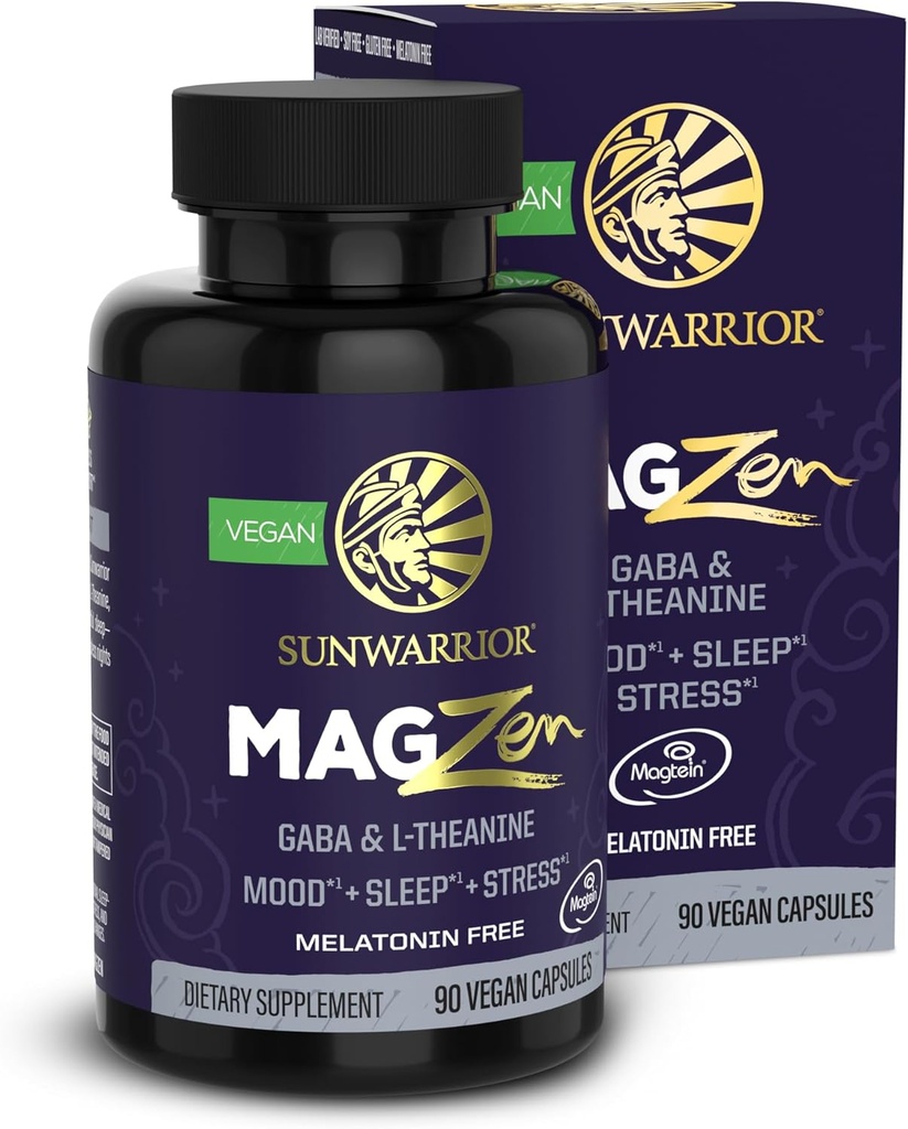 Magnesiumsupplement L- Theaninkapsler Mood, Sleep & Stress Support med Magnesium Bisglycinat, L- Theanine & GABA fremmer afslapning, søvnkvalitet & mental Clarity Vegan & non- Drowsy 90 Kapsler
