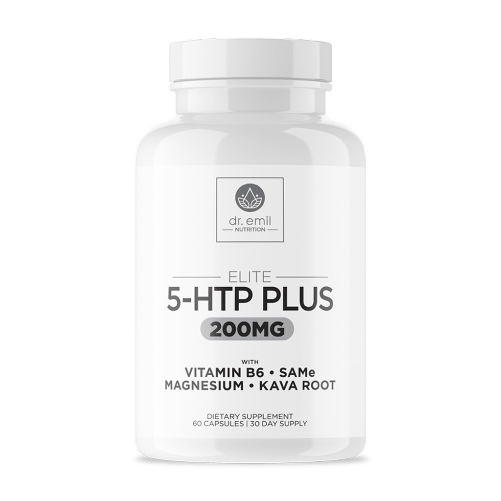 200 MG 5- HTP Elite med Kava Root Extract, Magnesium & SAM- e at opretholde normal sund søvn & Opret en følelse af velvære - 5htp tillæg med vitamin B6 - 60 kapsler, 30 Servere