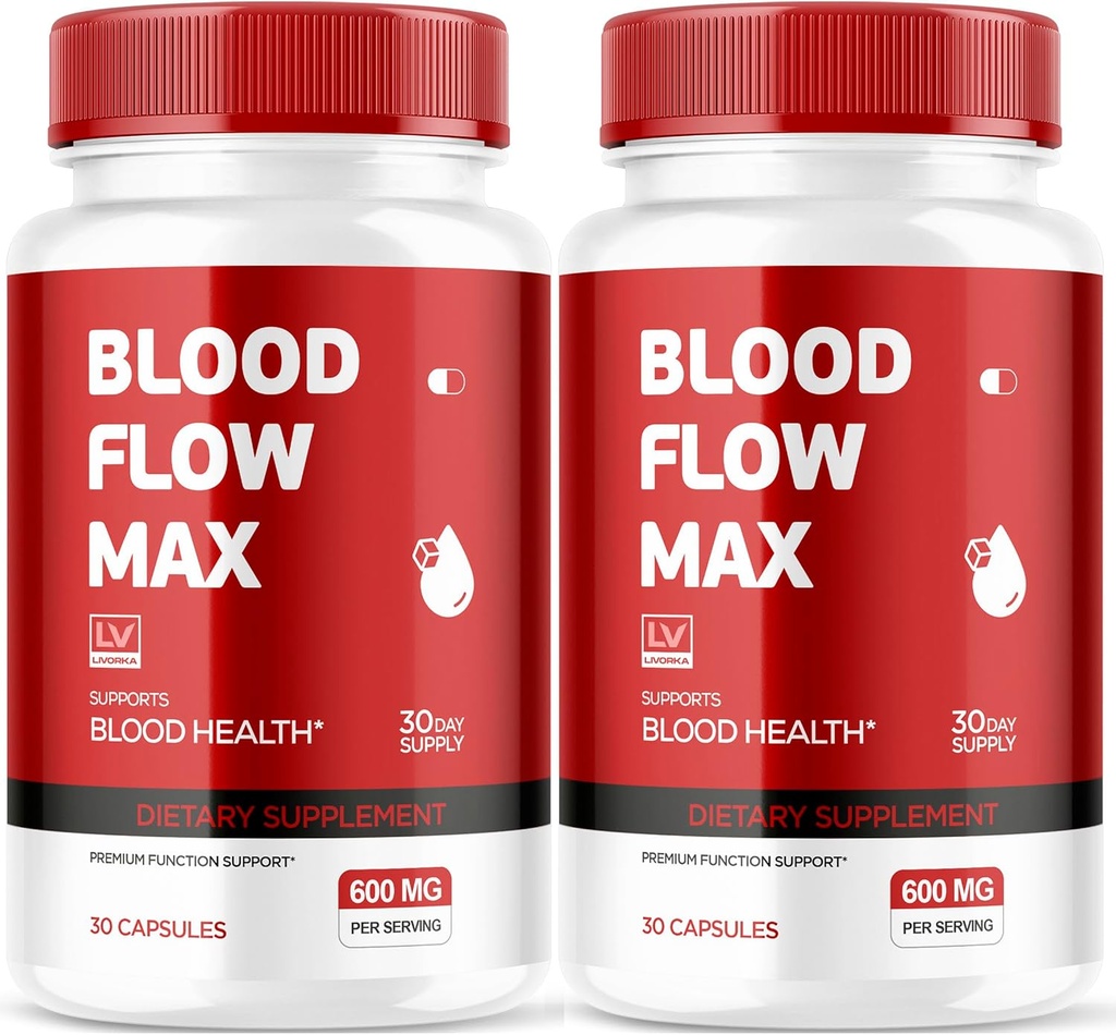 LIVORKA (2 Pack Blood Flow Max, Blood Flow Max Kapsler, Blood Flow Max Blood Support, Blood Flow Max, Blood Flow Kapsler til Generall Wellness, Blood Flow Max Pills, 60 Kapsler til 2 Måneder