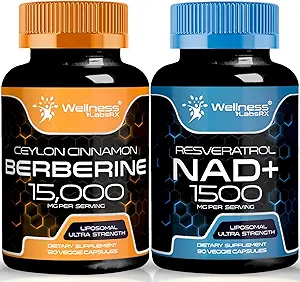 WELLENess LABSRX NAD Supplement, 1500mg - NAD + med Resveratrol ÞBerberine 1500mg - Berberine med Ceylon Cinnamon