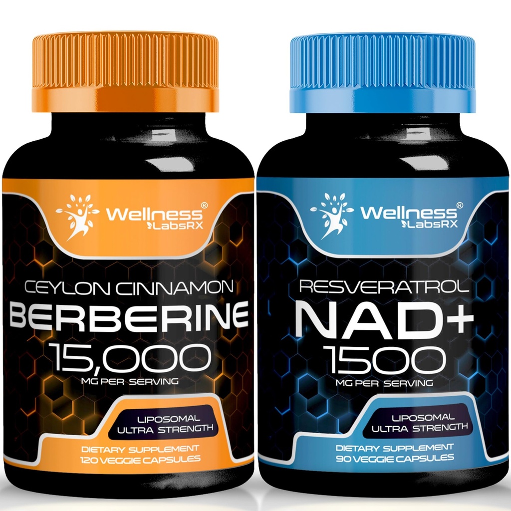 WELLENess LABSRX NAD Supplement, 1500mg - NAD + med Resveratrol ÞBerberine 1500mg - Berberine med Ceylon Cinnamon
